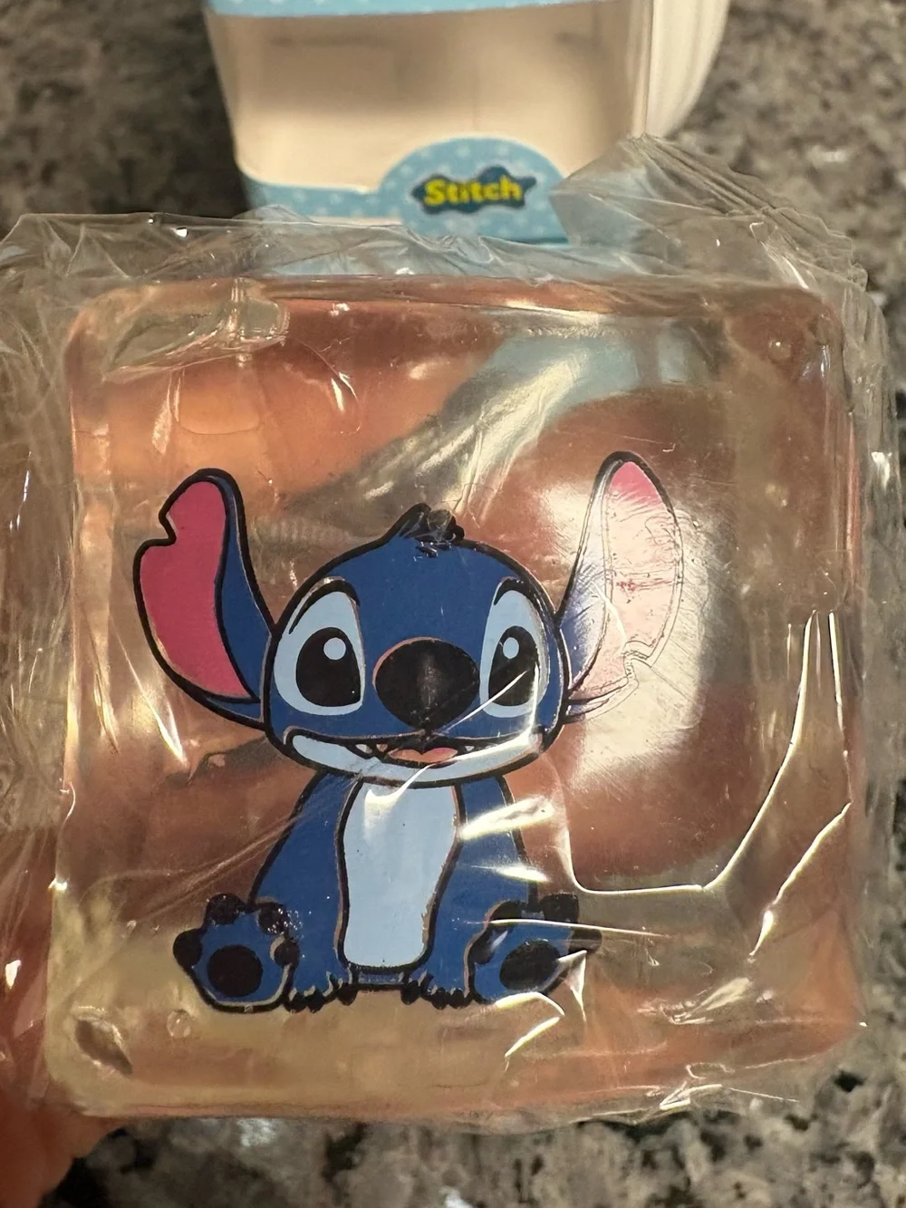 STITCH NICE CUBE SUGAR MATERIAL IN  CLEAR  COLOR SQUISHY TOY